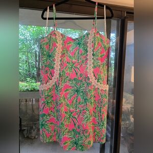 Lilly Pulitzer Pink and Green Leaf Print Dress